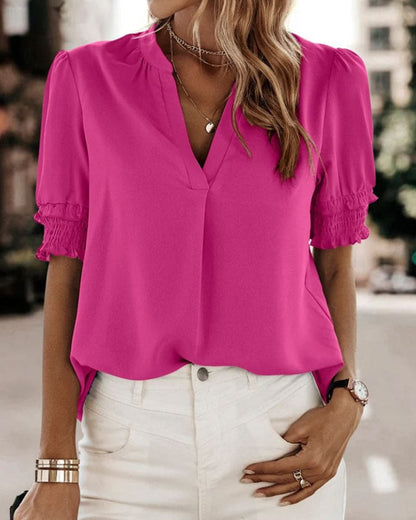 Eva | Short Sleeve Top with V-Neck