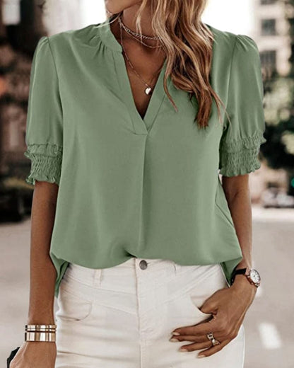Eva | Short Sleeve Top with V-Neck