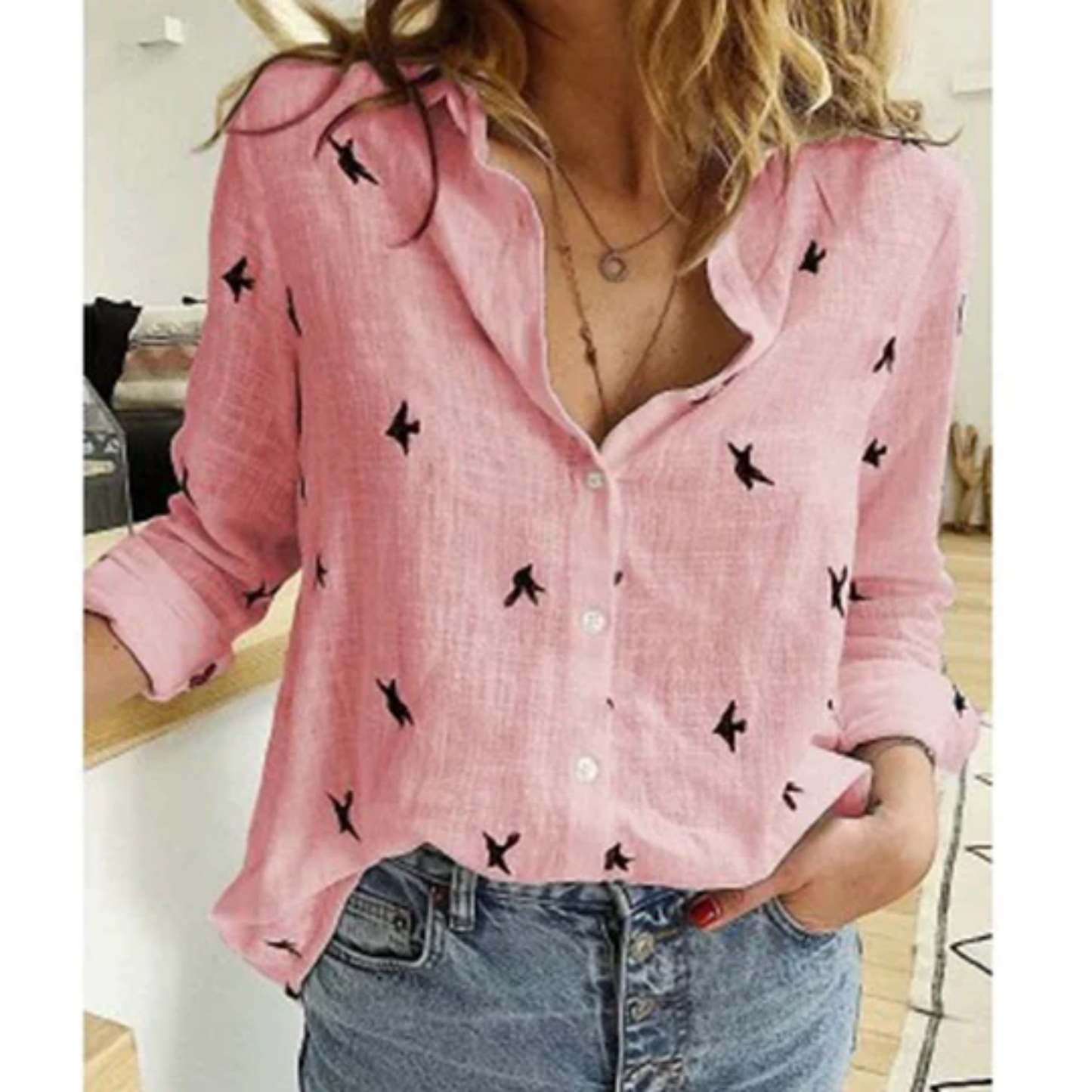 Eva | Linen Comfortable Ladies' Blouse