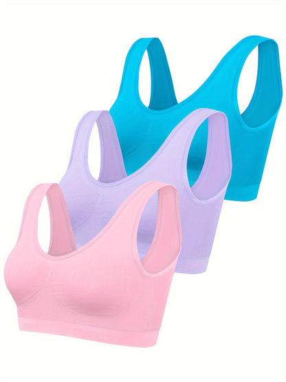 Eva | Set of 3 Plain Tank Tops and Seamless Sports Bra