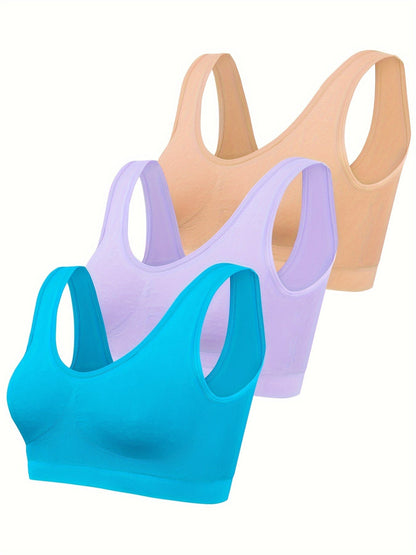 Eva | Set of 3 Plain Tank Tops and Seamless Sports Bra