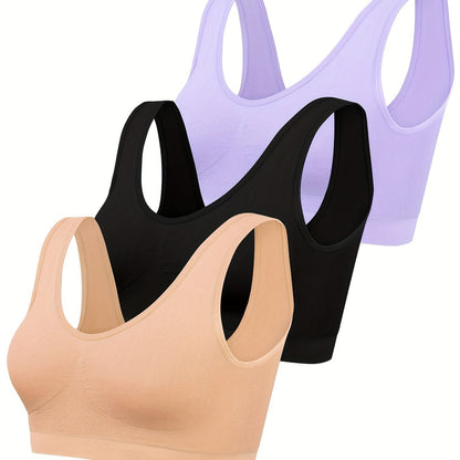 Eva | Set of 3 Plain Tank Tops and Seamless Sports Bra
