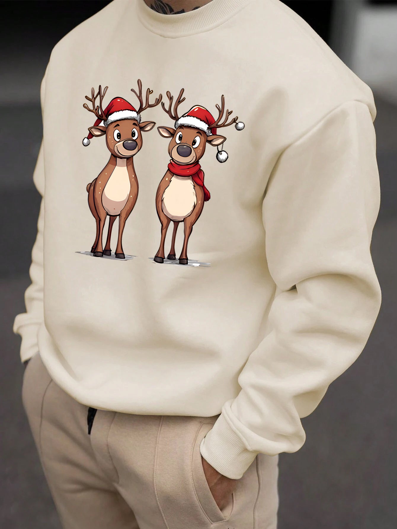 Eziah | Festive Reindeer Print Men's Sweatshirt