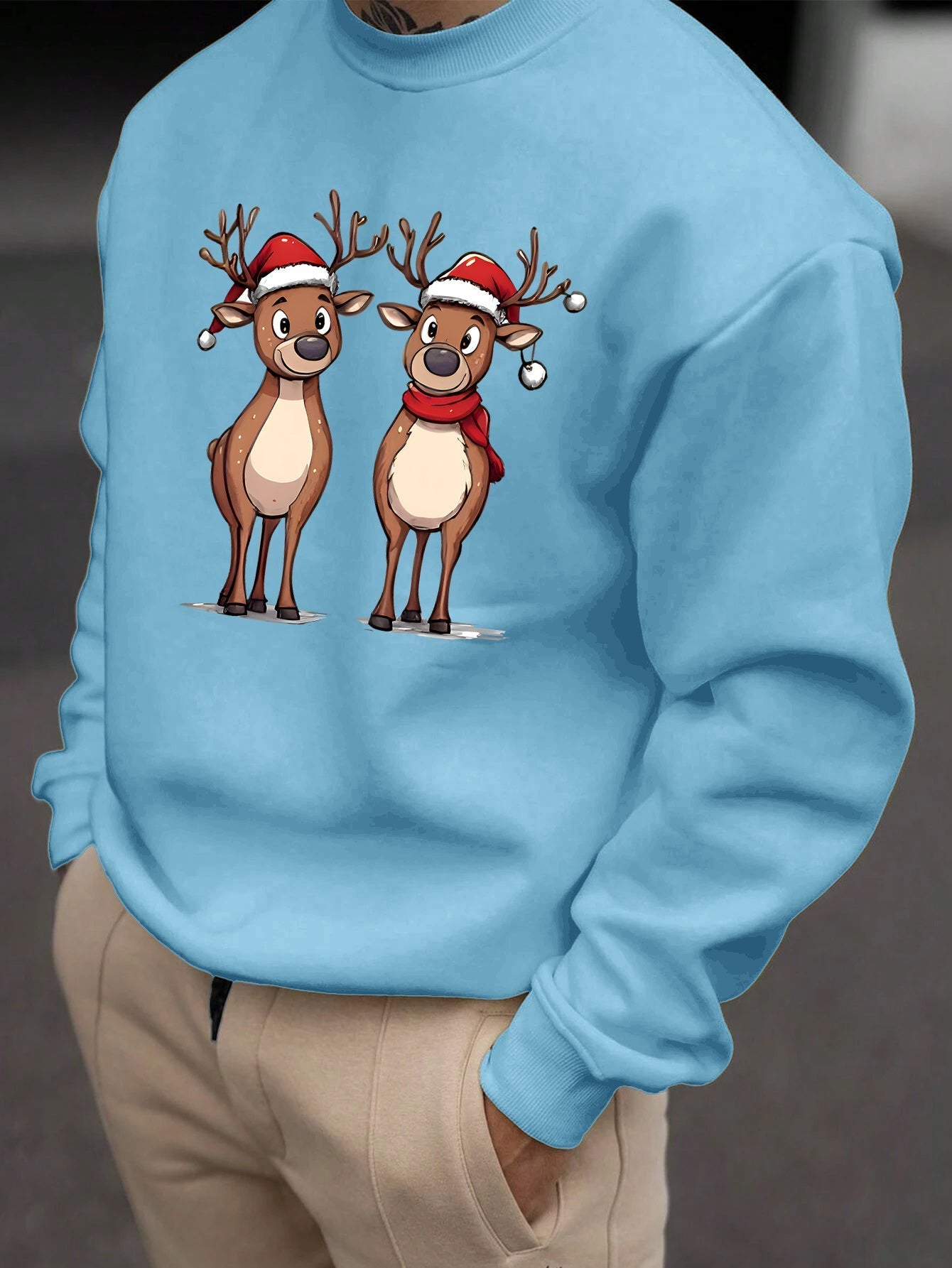 Eziah | Festive Reindeer Print Men's Sweatshirt