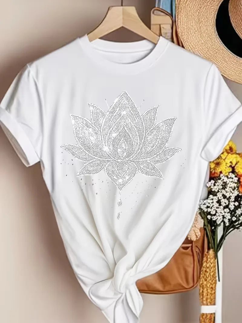T-shirt with lotus flower print