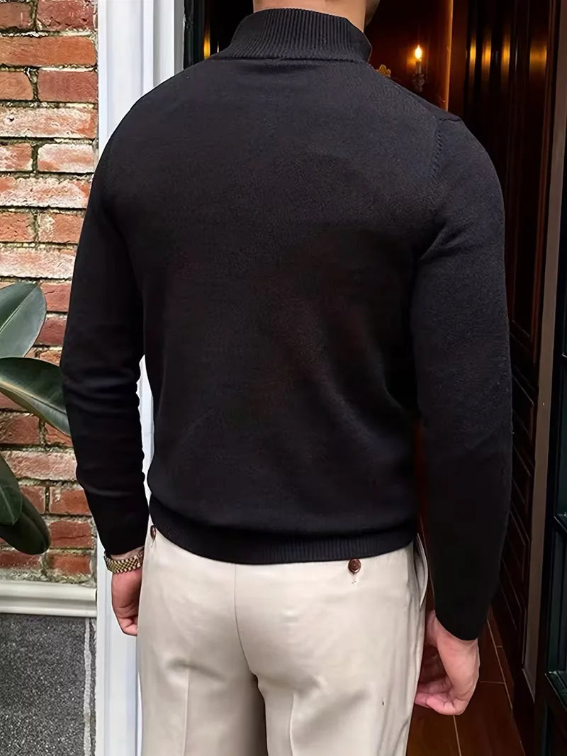 Sweater with Collar and Half-Zip