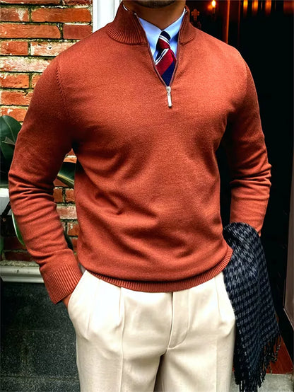 Sweater with Collar and Half-Zip