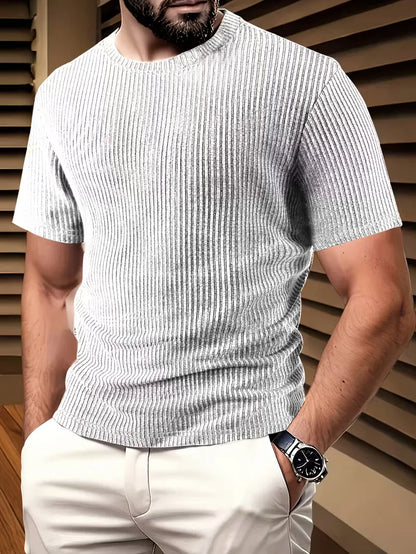 Casual men's T-shirt with jacquard pattern
