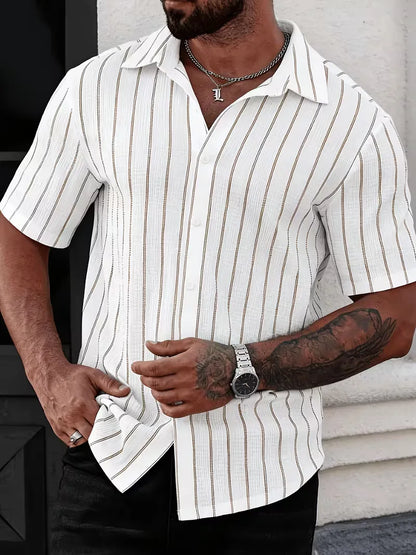 Short Sleeve Shirt with Vertical Stripes