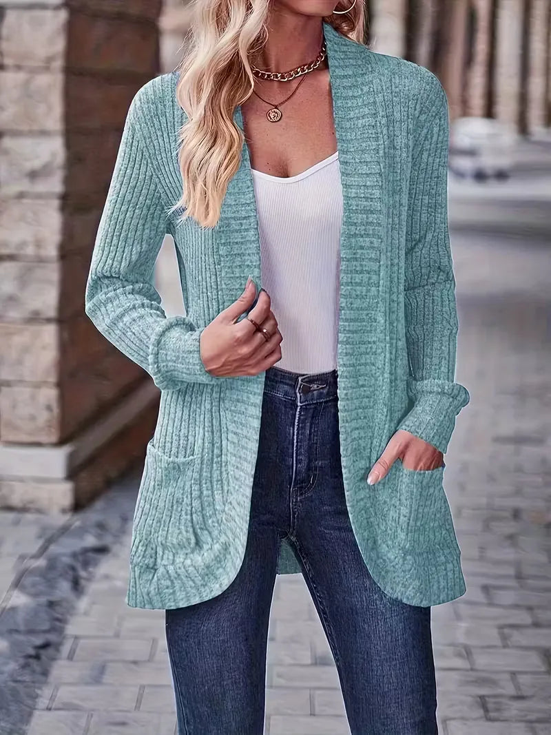 Open vest with ribbed texture
