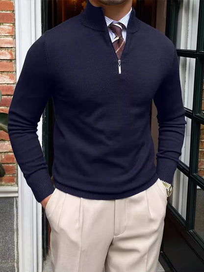 Sweater with Collar and Half-Zip
