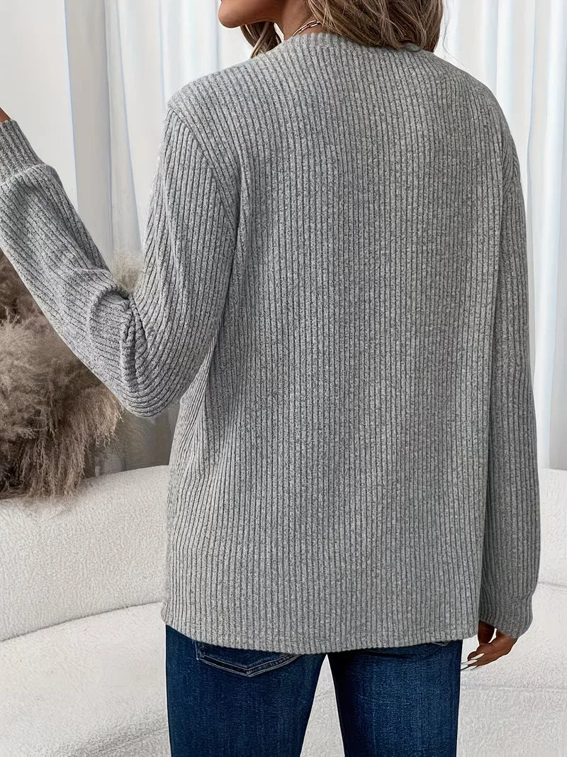Ribbed Jumper with Round Neck