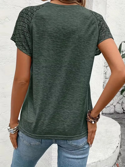 T-shirt with Lace Details Short Sleeve