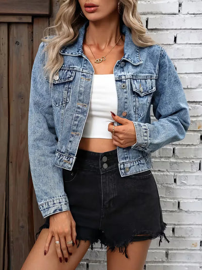 Denim Jacket with Flap Pockets
