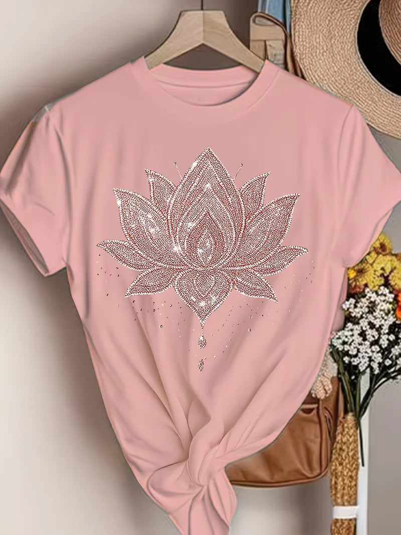 T-shirt with lotus flower print