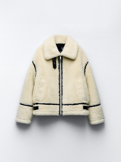 Fabienne | Teddy Jacket super soft white fleece jacket for women