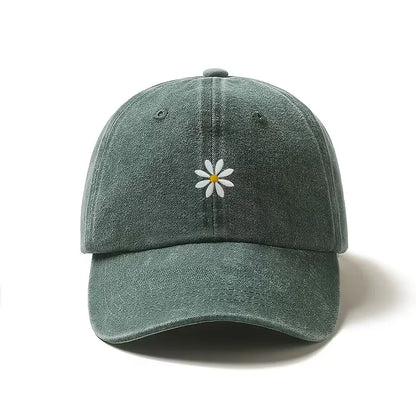Baseball Cap with Daisy Embroidery