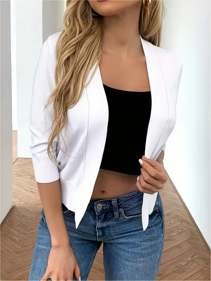 Purple open-front cardigan 3/4 sleeves