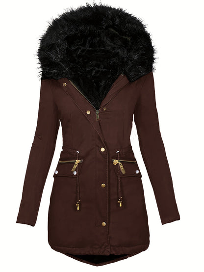 Feline | Casual hoodie parka with fuzzy trim