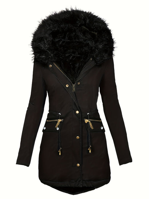 Feline | Casual hoodie parka with fuzzy trim