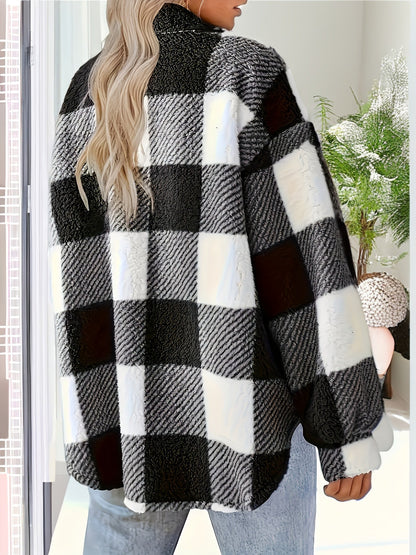 Feline | Checked Button Coat with Long Sleeves