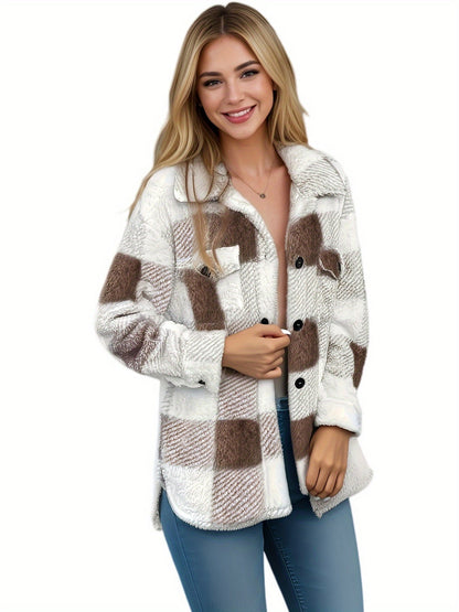 Feline | Checked Button Coat with Long Sleeves