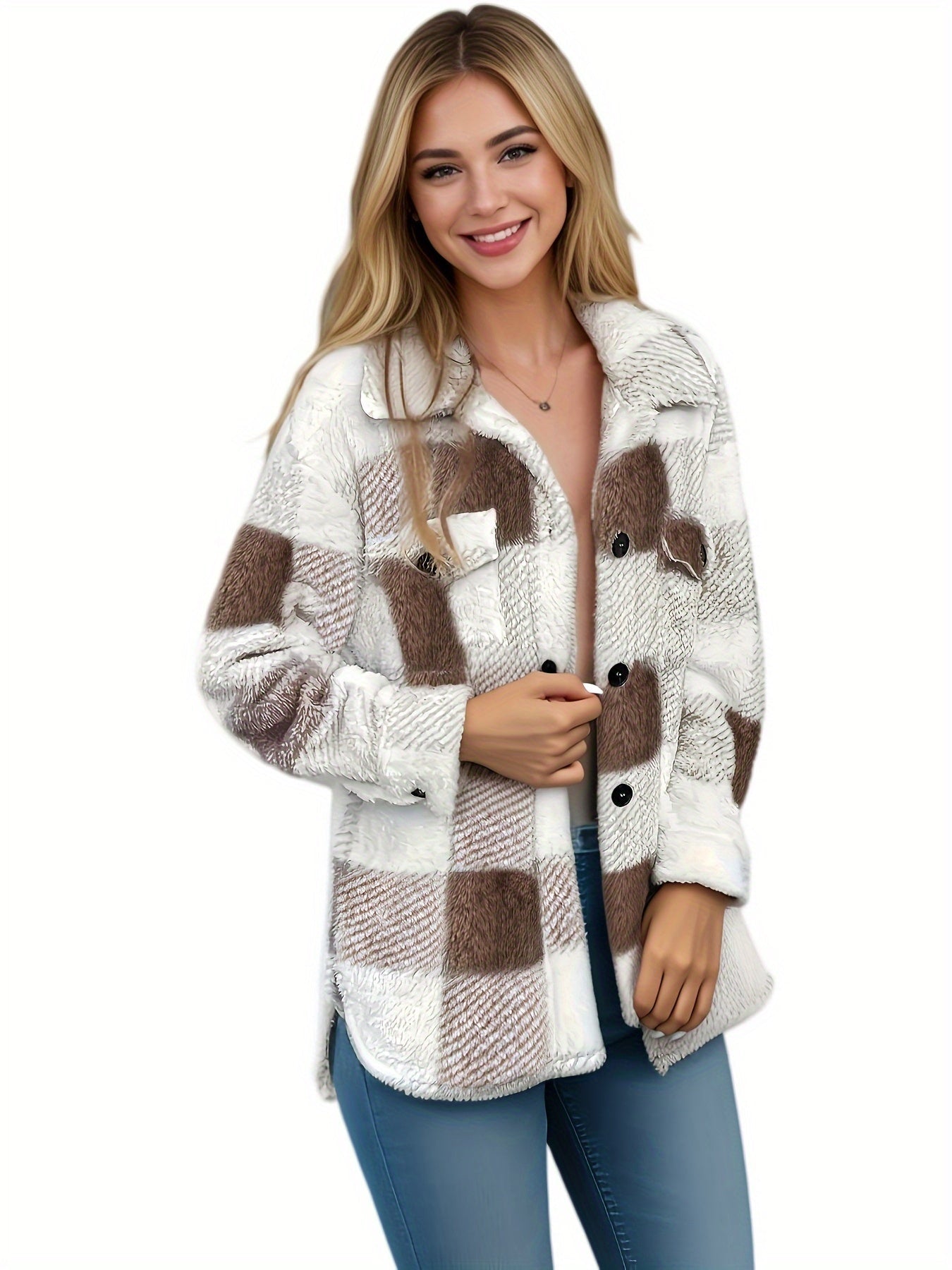 Feline | Checked Button Coat with Long Sleeves
