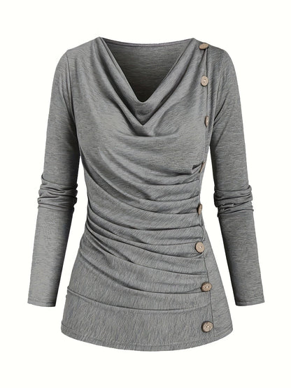 Femke | Casual knitted top with collar and ruffles