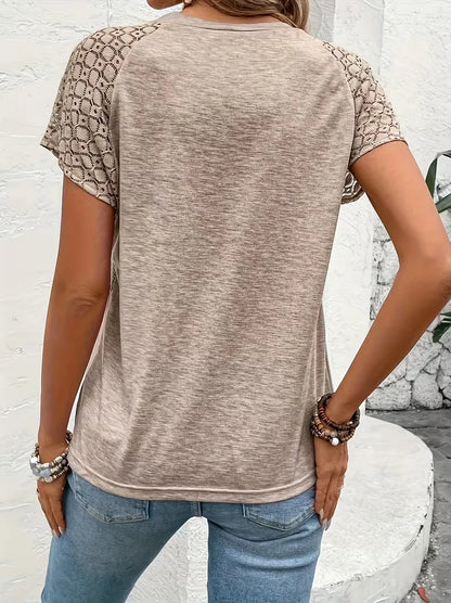 T-shirt with Lace Details Short Sleeve