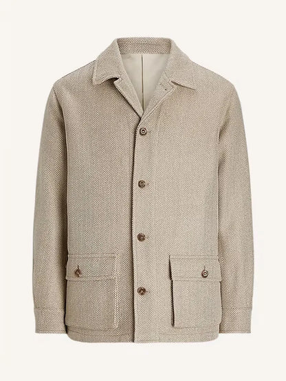 Herringbone Pattern Trench Coat