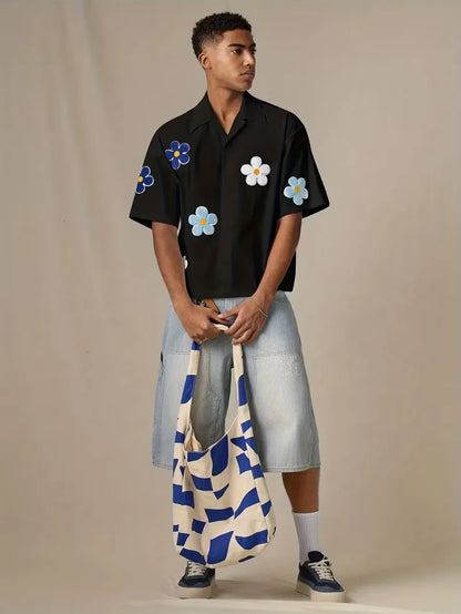 Short Sleeve Shirt with Flowers