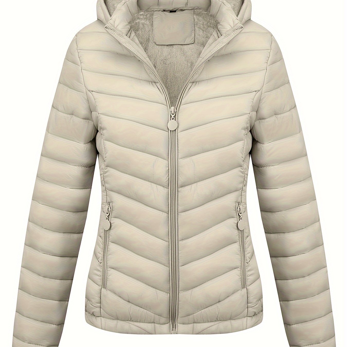 Fien | Ruched hoodie puffy jacket with angled pockets