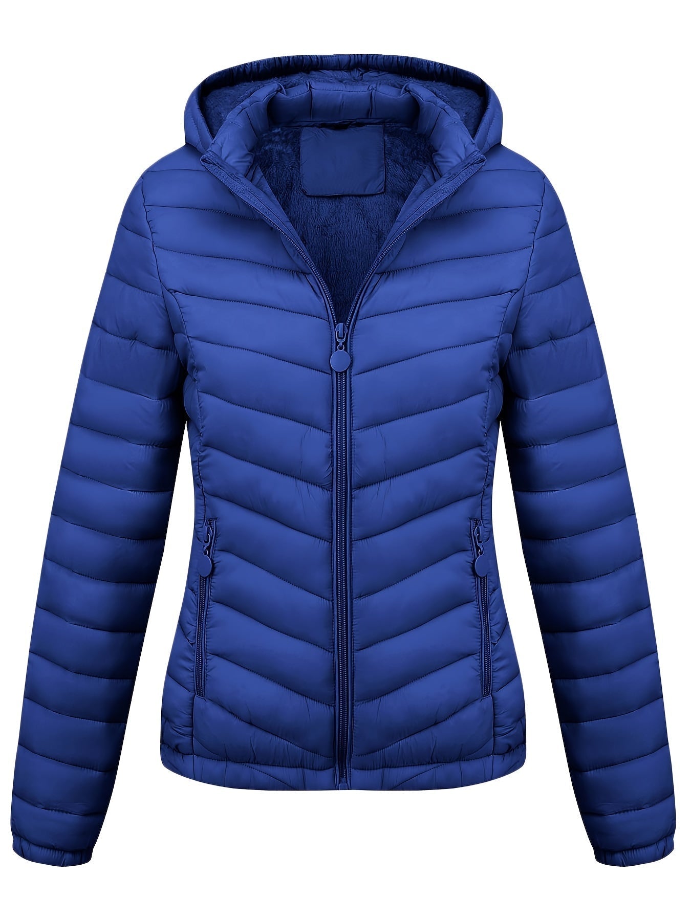 Fien | Ruched hoodie puffy jacket with angled pockets