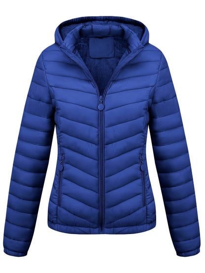 Fien | Ruched hoodie puffy jacket with angled pockets