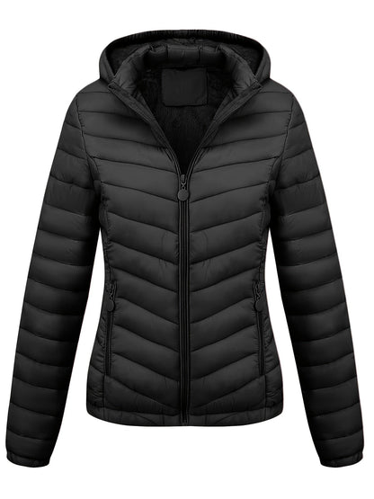 Fien | Ruched hoodie puffy jacket with angled pockets