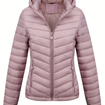 Fien | Ruched hoodie puffy jacket with angled pockets