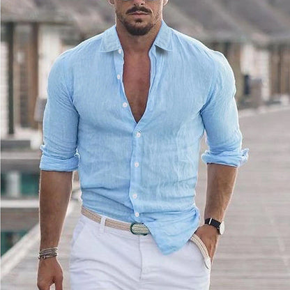 Finn | Linen Men's Shirt with Turn-Down Collar