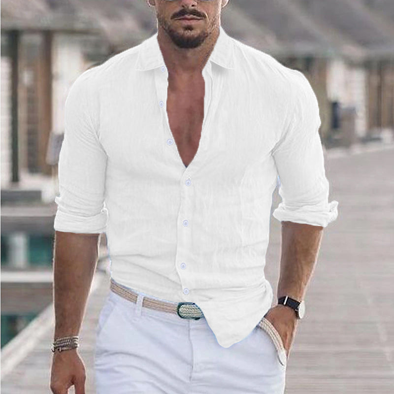 Finn | Linen Men's Shirt with Turn-Down Collar