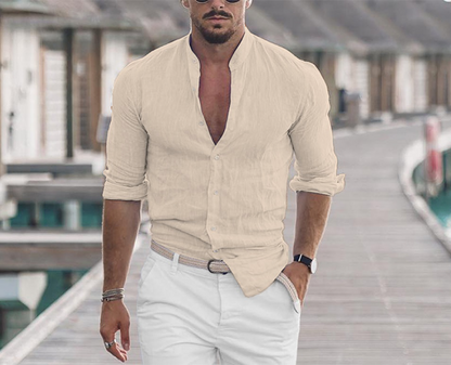 Floris | Linen men's shirt with mock collar