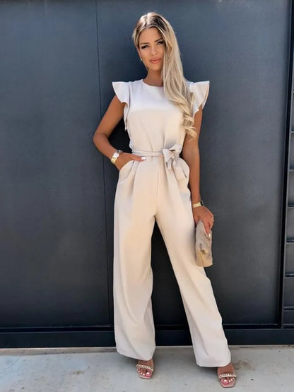 Jacobs | Elegant jumpsuit with wide legs and short sleeves