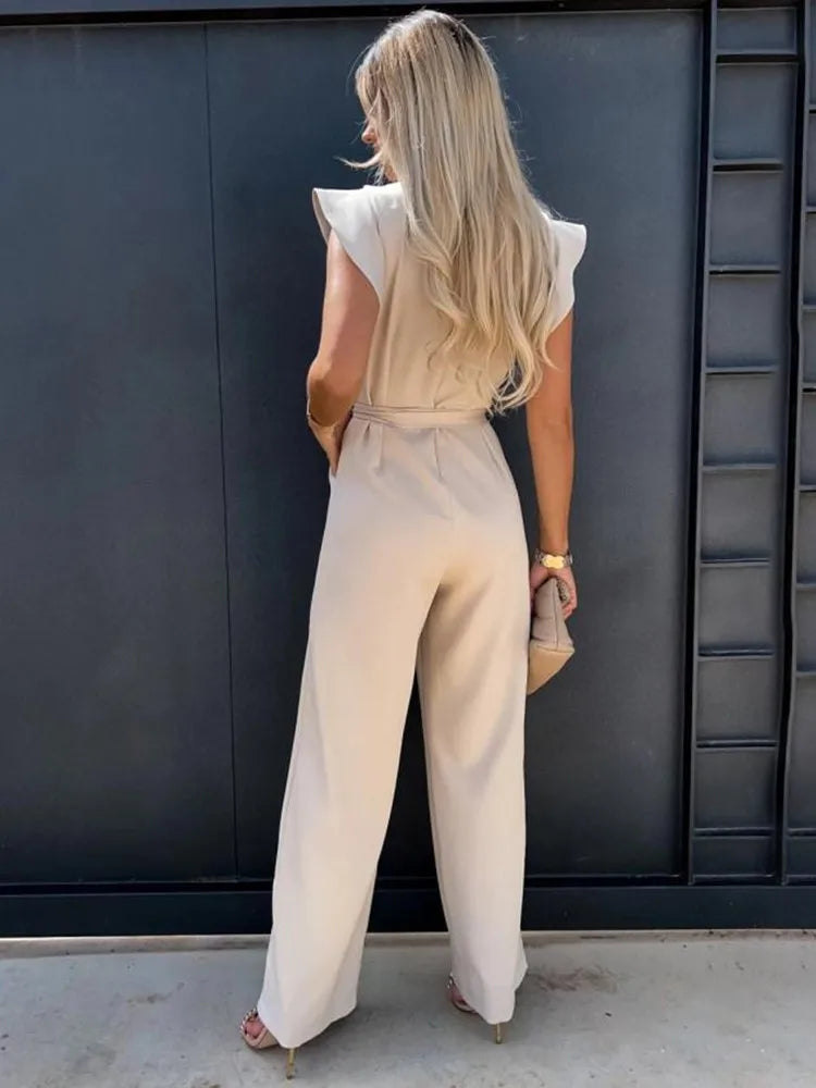 Jacobs | Elegant jumpsuit with wide legs and short sleeves