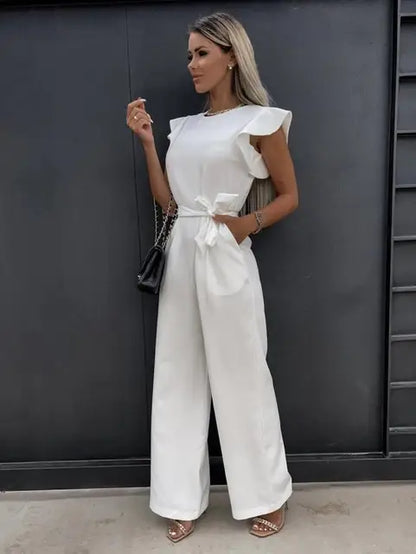 Jacobs | Elegant jumpsuit with wide legs and short sleeves