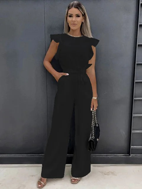 Jacobs | Elegant jumpsuit with wide legs and short sleeves