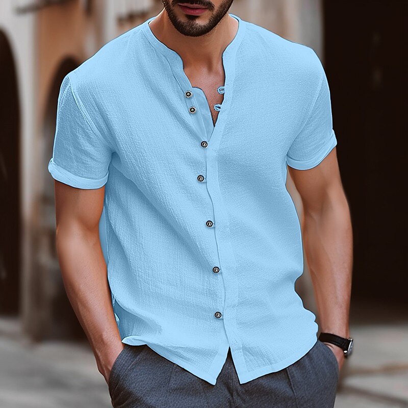 James | Linen Men’s Shirt with Mock Neck