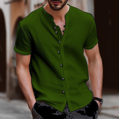 James | Linen Men’s Shirt with Mock Neck