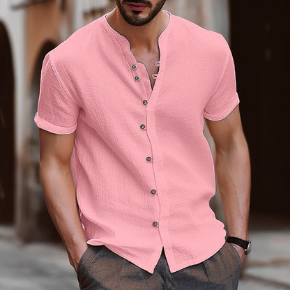 James | Linen Men’s Shirt with Mock Neck