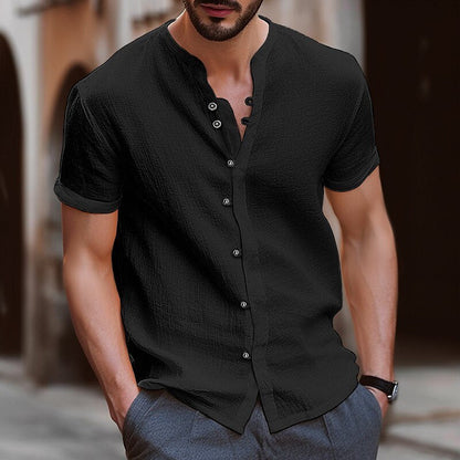 James | Linen Men’s Shirt with Mock Neck