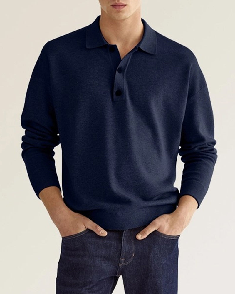 Jantje | Men's Polo Shirt with Long Sleeves and Button Closure