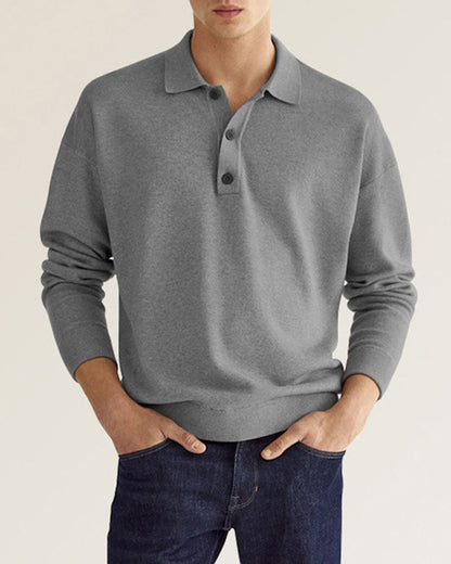 Jantje | Men's Polo Shirt with Long Sleeves and Button Closure