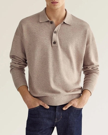 Jantje | Men's Polo Shirt with Long Sleeves and Button Closure